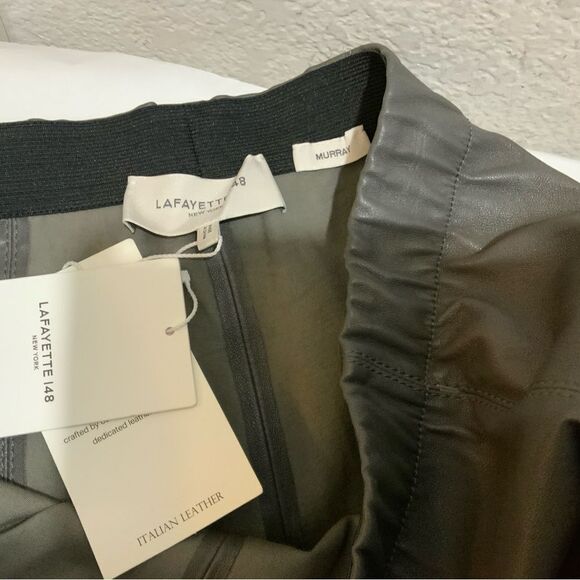 New with tags LAFAYETTE 148 NEW YORK Murray Skinny Leather Pants - Deep Rock - Picture 5 of 12